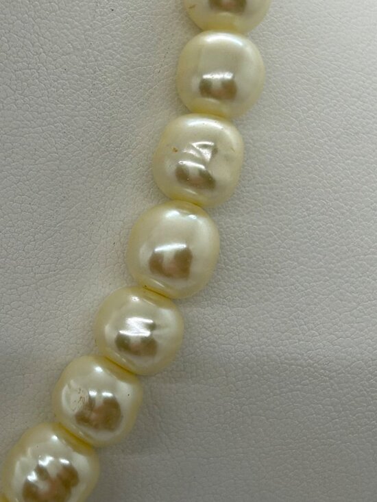 Vintage Faux Baroque Pearl Choker Necklace 15" With Box Clasp Elegant - Picture 6 of 16